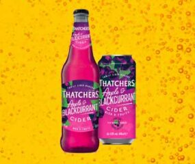 bottle of thatchers apple & blackcurrant cider