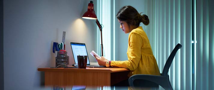 girl reading essay